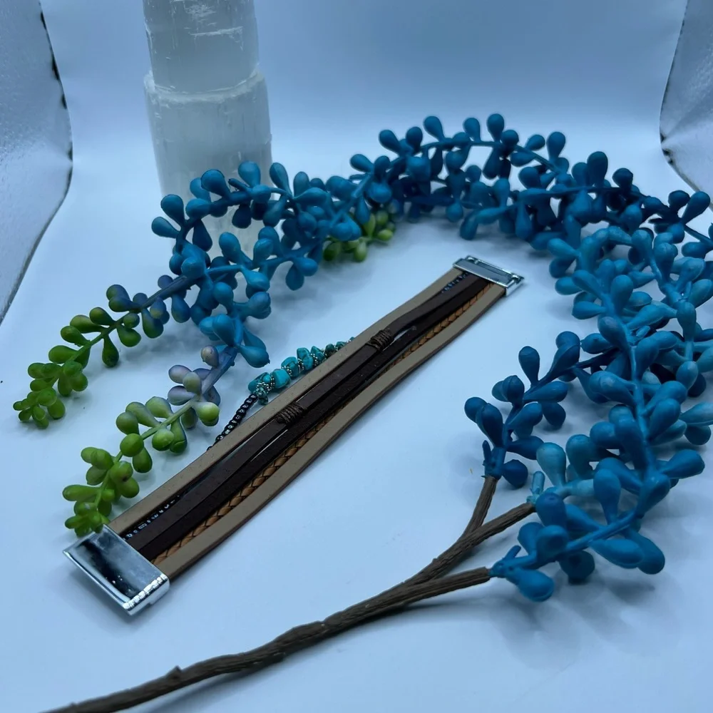 Multi Layer‎ Beaded Leather Bracelet NEW